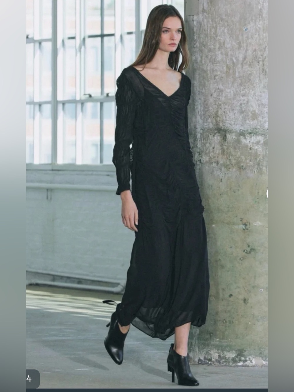 Zara black draped long sleeve dress